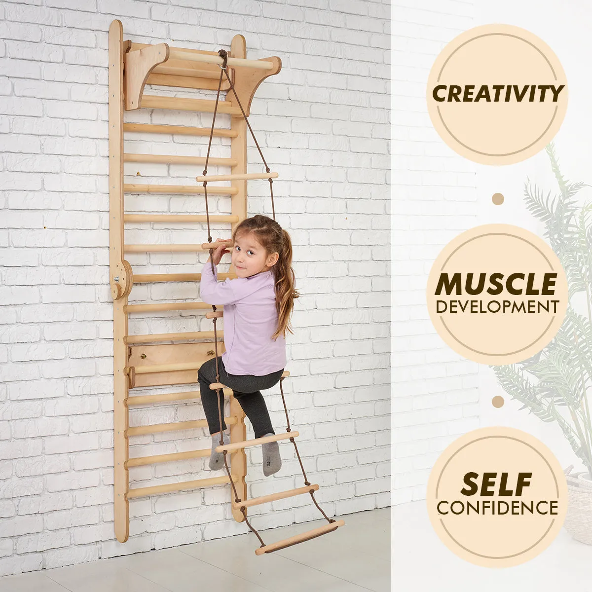 2in1 Wooden Swedish Wall / Climbing Ladder for Children   Swing Set