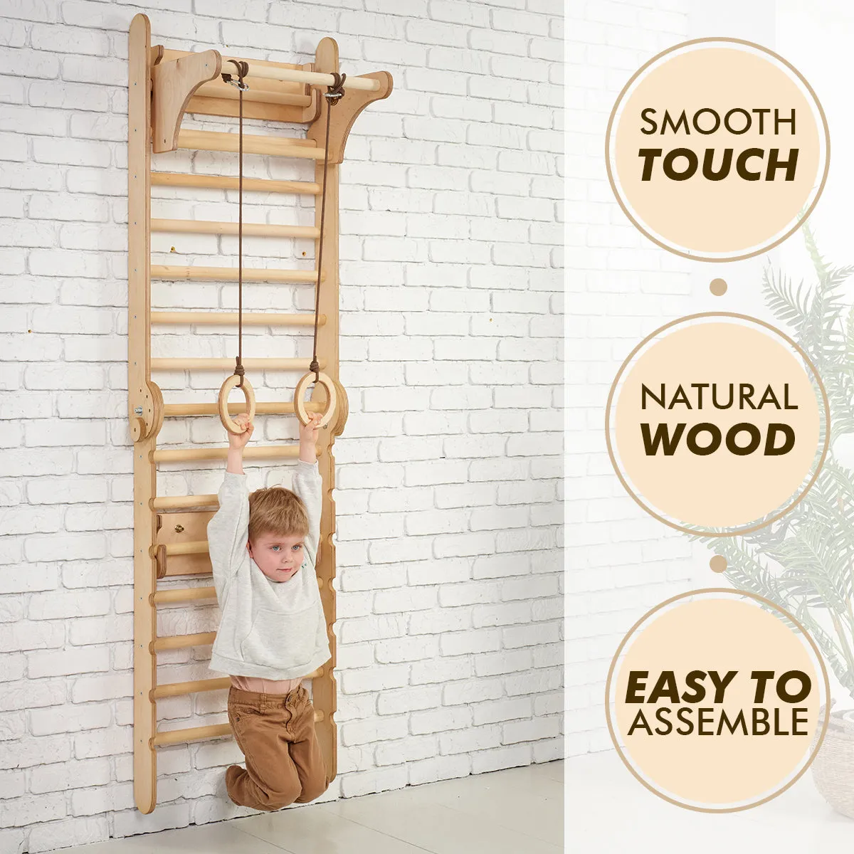 2in1 Wooden Swedish Wall / Climbing Ladder for Children   Swing Set
