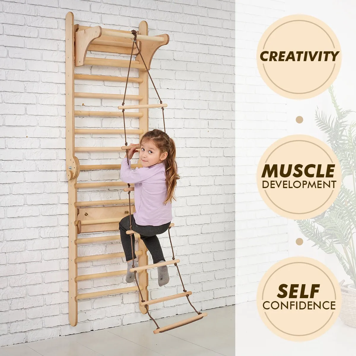 2in1 Wooden Swedish Wall / Climbing Ladder for Children   Swing Set