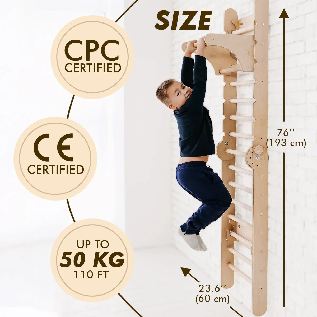 2in1 Wooden Swedish Wall / Climbing Ladder for Children   Swing Set