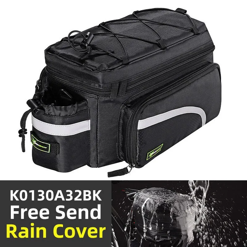 Bicycle Carrier Bag Bike Rack Bag Trunk Pannier Cycling Multifunctional Travel Bag with Rain Cover