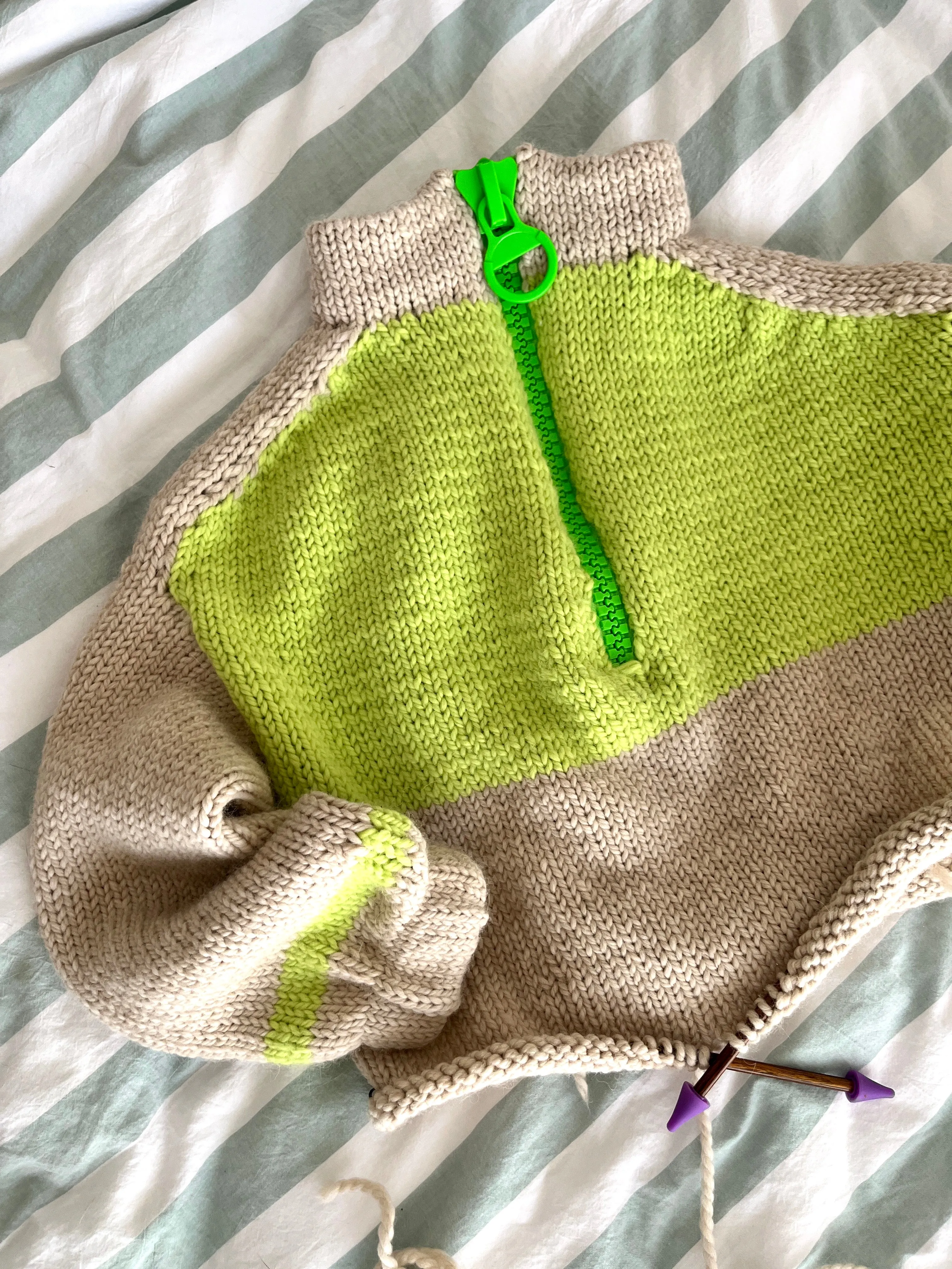 Colour Blockade Knit Up Zip Up Knitting Pattern