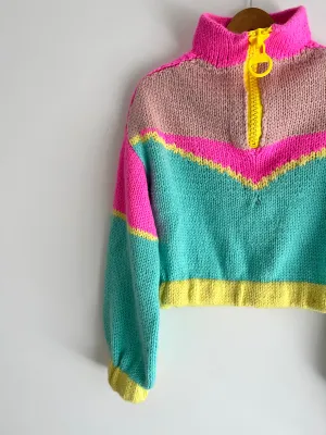 Colour Blockade Knit Up Zip Up Knitting Pattern
