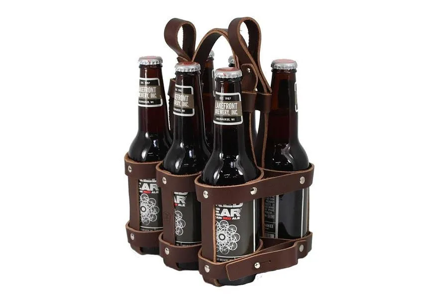 Leather Bicycle Six Pack Caddy