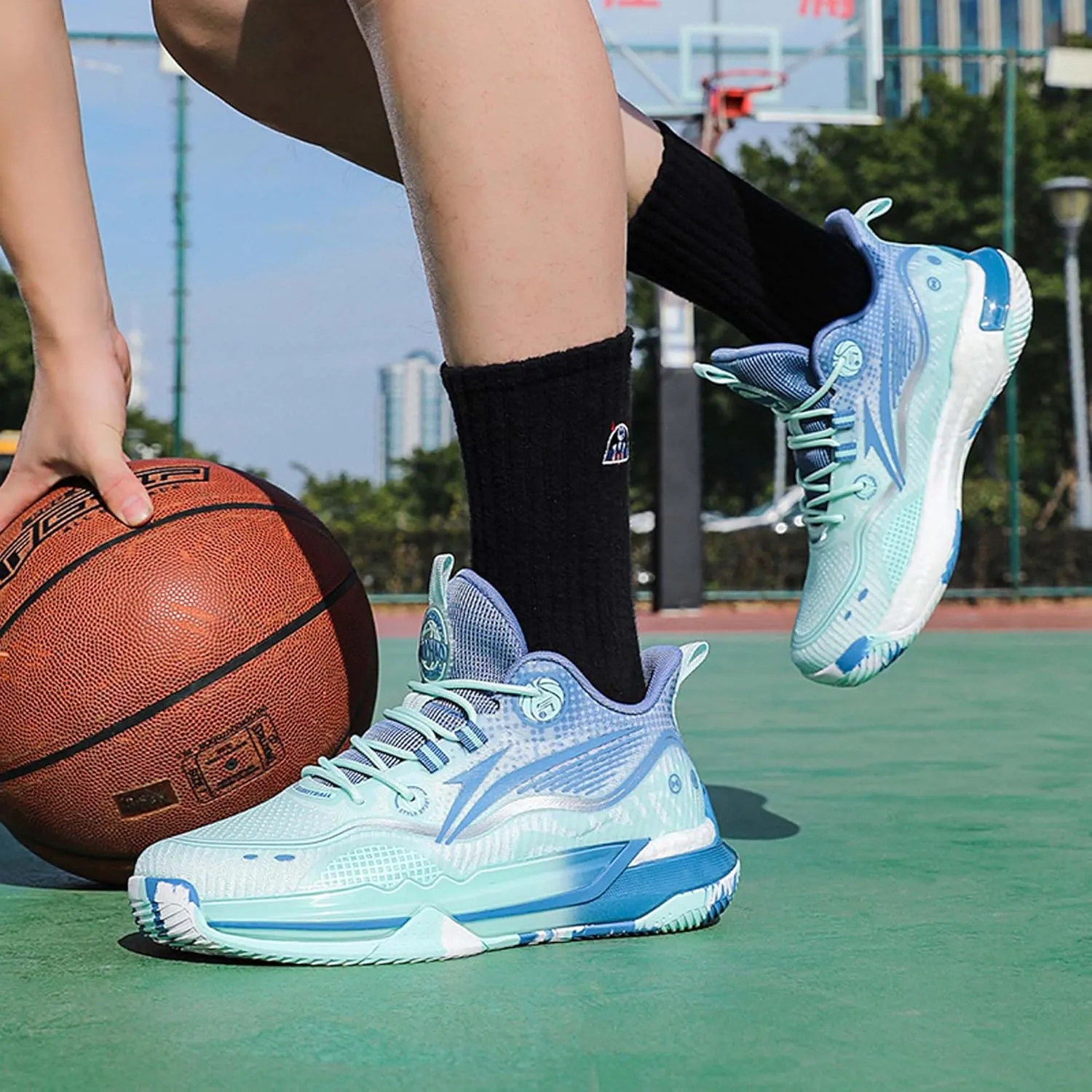 Men's Breathable High-Top Basketball Shoes with Arch Support  Anti-Slip Design for Outdoor Training, Casual Sports & Daily Wear