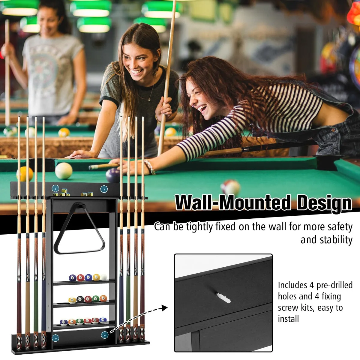 NNECW Wall Mounted Billiard Stick Holder for Club/Bar-Black